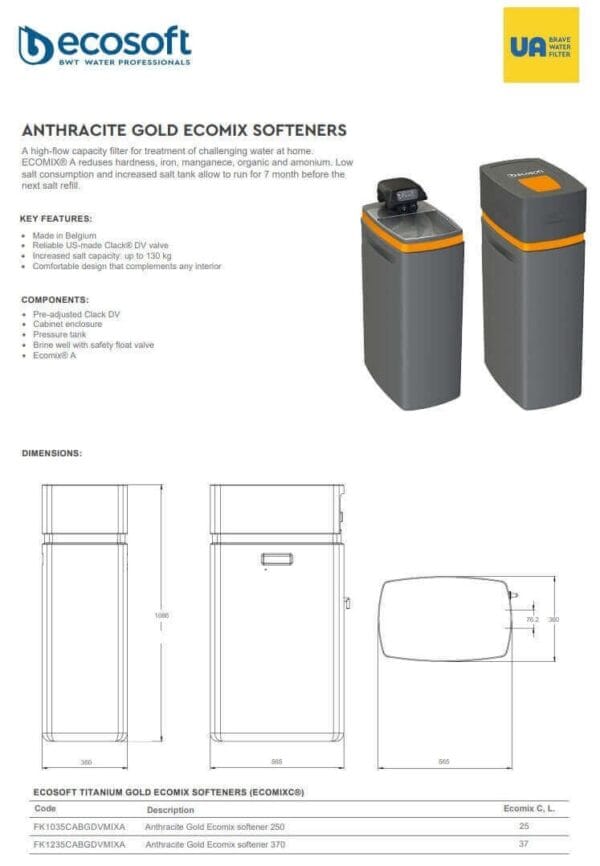 Statie dedurizare si deferizare Ecosoft Anthracite Gold 370 Clack (37L Ecomix A)